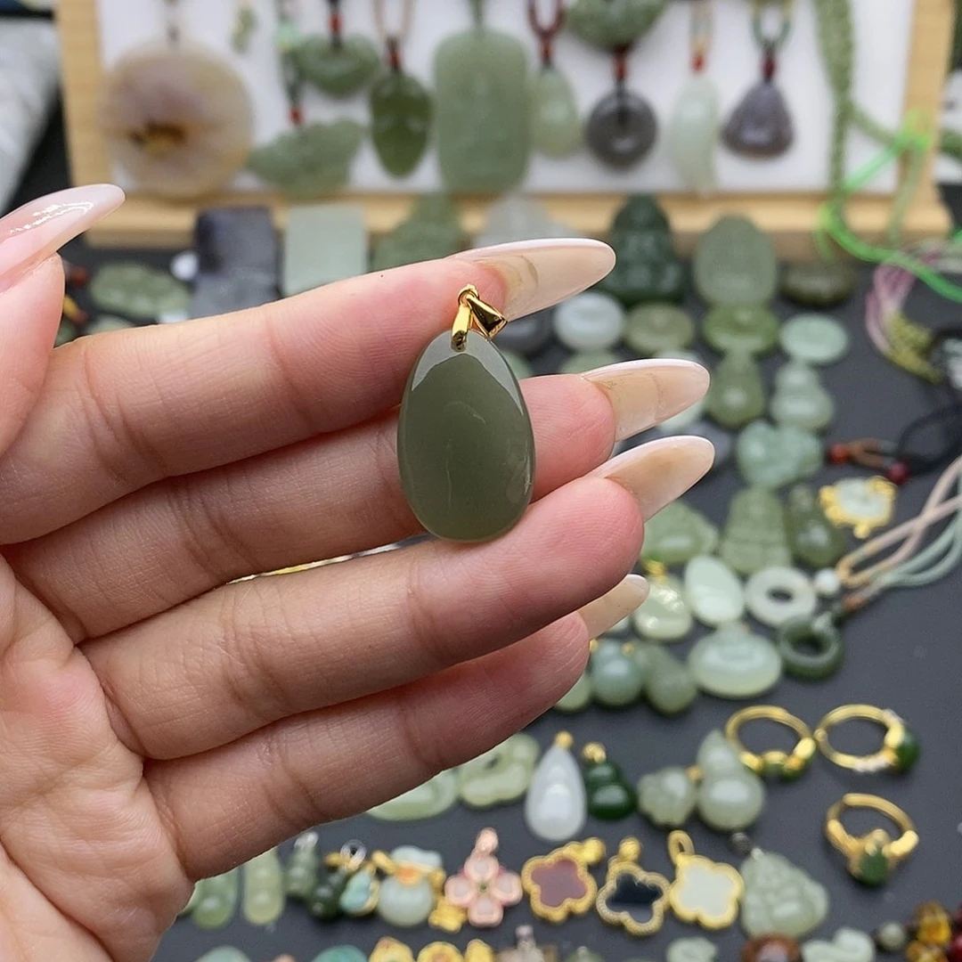 和田玉吊坠(不含链)银S925镶嵌