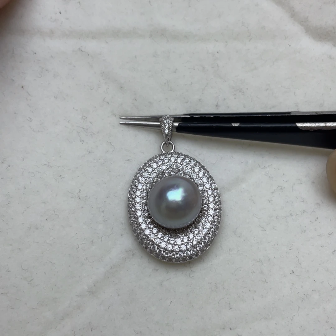 海水珍珠吊坠(不含链)银S925镶嵌