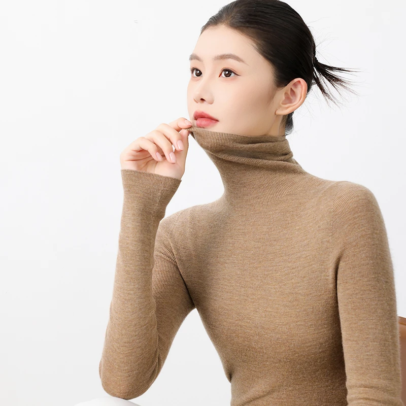【扬子纱】高领精仿羊毛打底衫女内搭秋冬堆领上衣长袖T恤新款显瘦