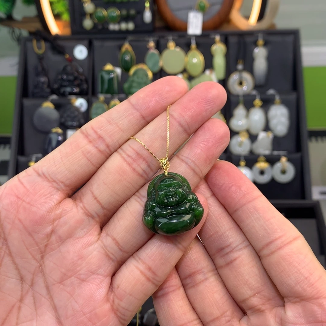 S***3和田玉18K金镶嵌吊坠(赠链)