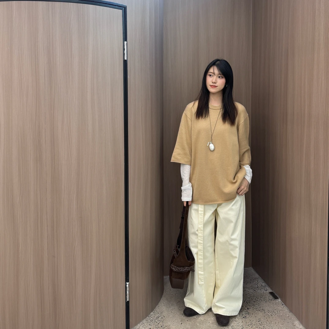 VIINS上新极简宽松中袖毛衣针织衫91005