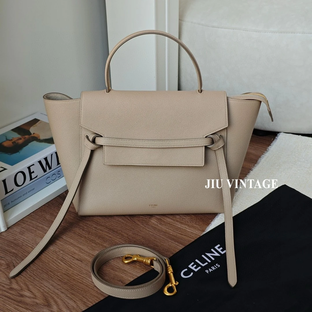 99新 Celine/思琳 奶茶色mini鲶鱼包防尘袋中溯吊牌 BJM2-7353
