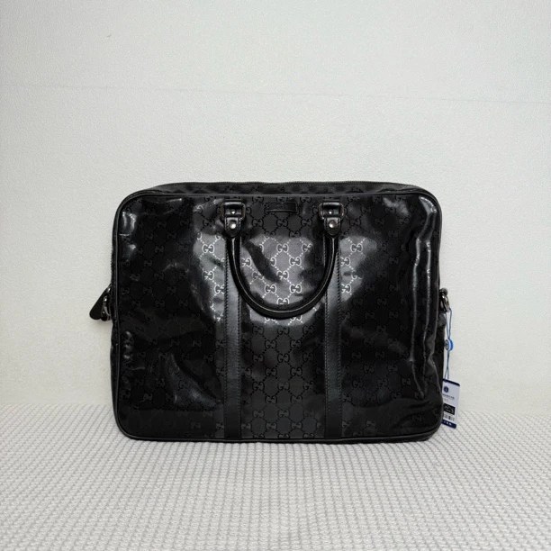 99新 GUCCI/古驰  98新/5855男士时尚休闲黑色水晶皮公文包