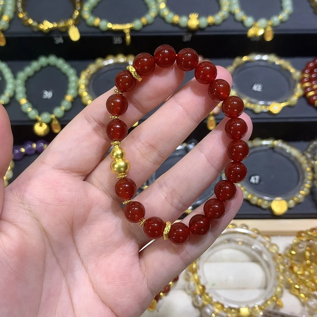 玛瑙/玉髓未镶嵌手链大葫芦