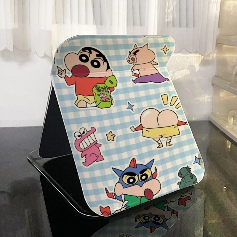 ins折叠镜子便携学生宿舍桌面台式化妆镜办公室镜子折叠大号可爱