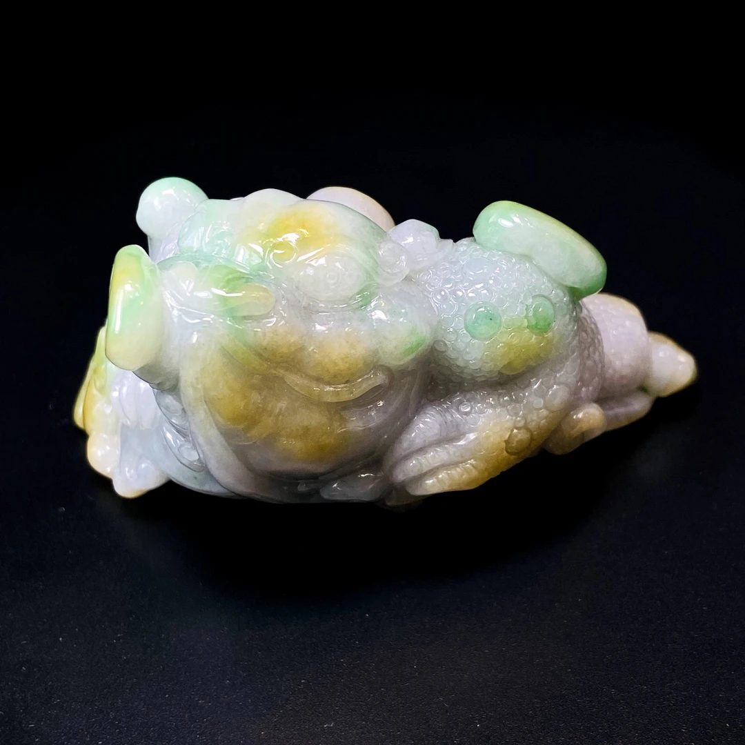 RX14天然缅甸A货翡翠黄加绿三角金蟾/088947/北京中保拍卖