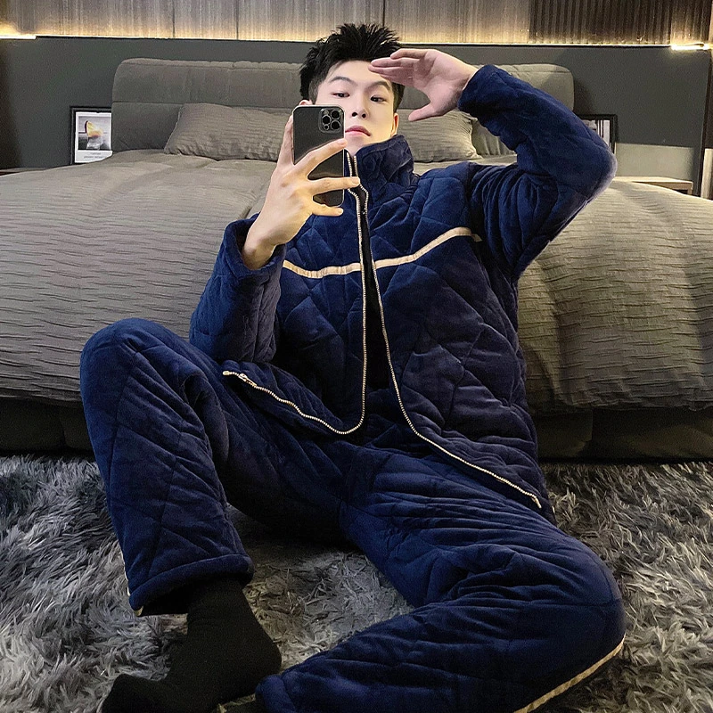 【夹棉】冬季睡衣男秋冬睡衣家居服睡衣男冬加厚加绒881210