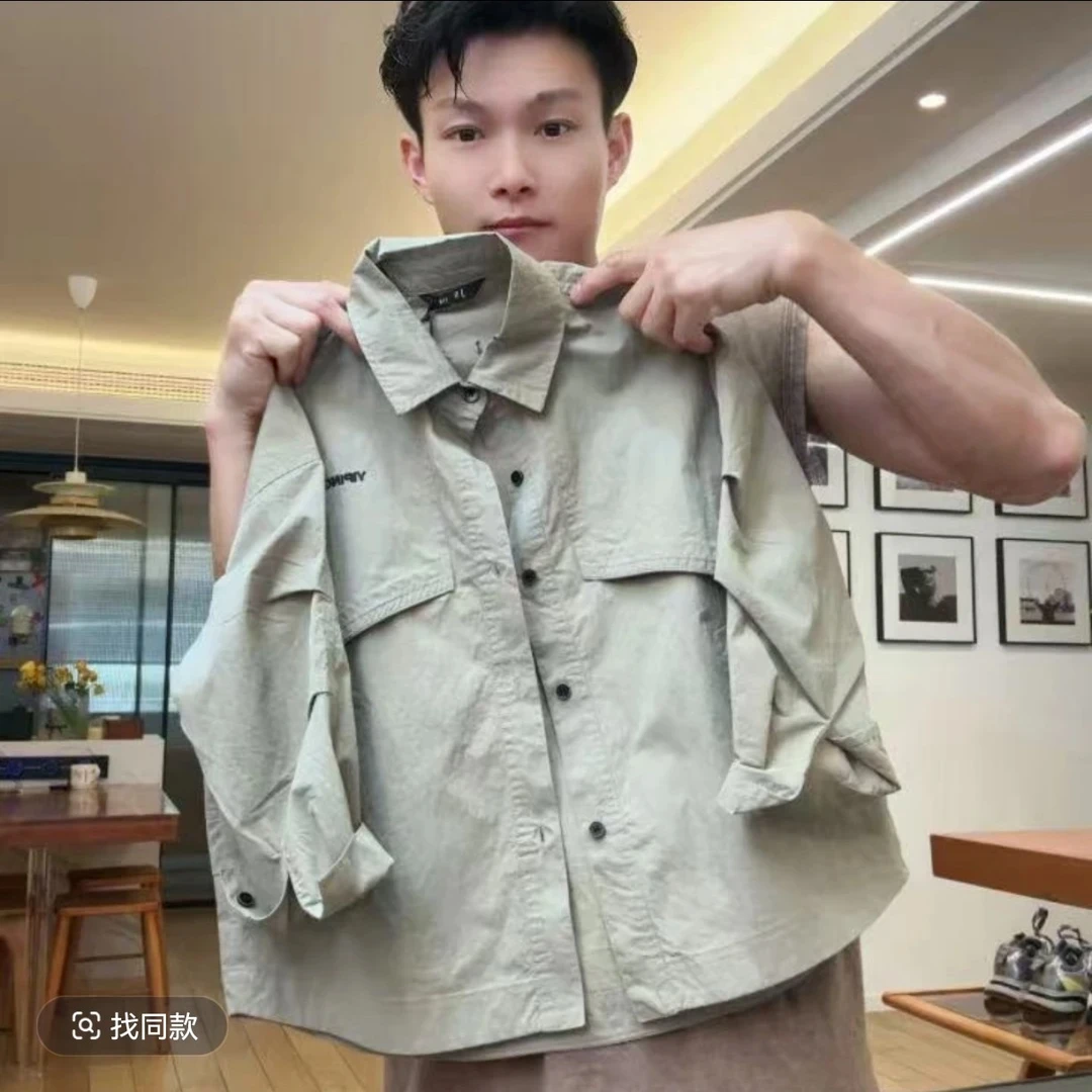 儿童潮牌帅气工装衬衫2025秋季新款韩版男女童长袖衫衣宽松薄外套