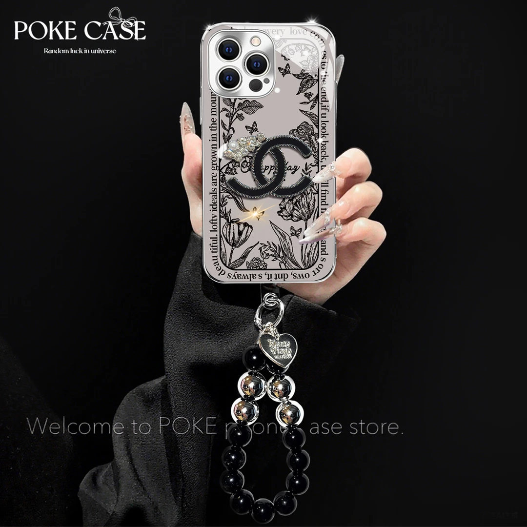 高级电镀玻璃花花蝴蝶适用苹果oppo华为vivo小米创意手链手机壳