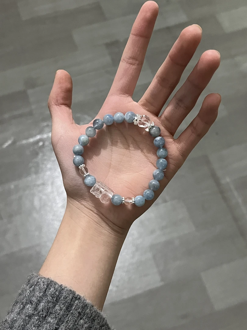 合金手链 天然海蓝色手串