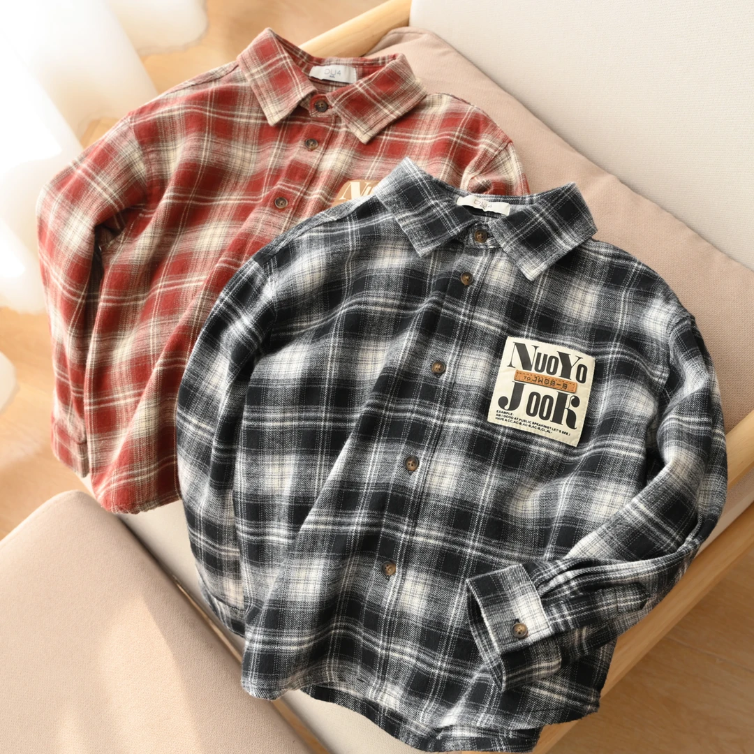 儿童格子衬衣 男童女童开衫 休闲外套 中大童 春秋款 童装88555