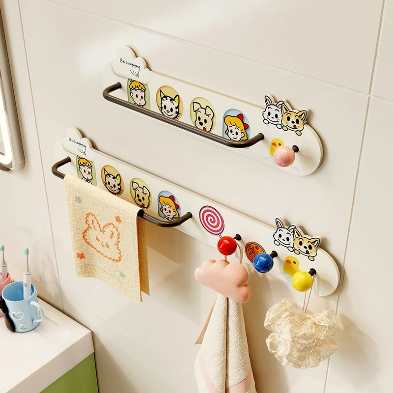 美世达卫生间毛巾架多巴胺挂钩免打孔强力承重浴室墙上收纳神器