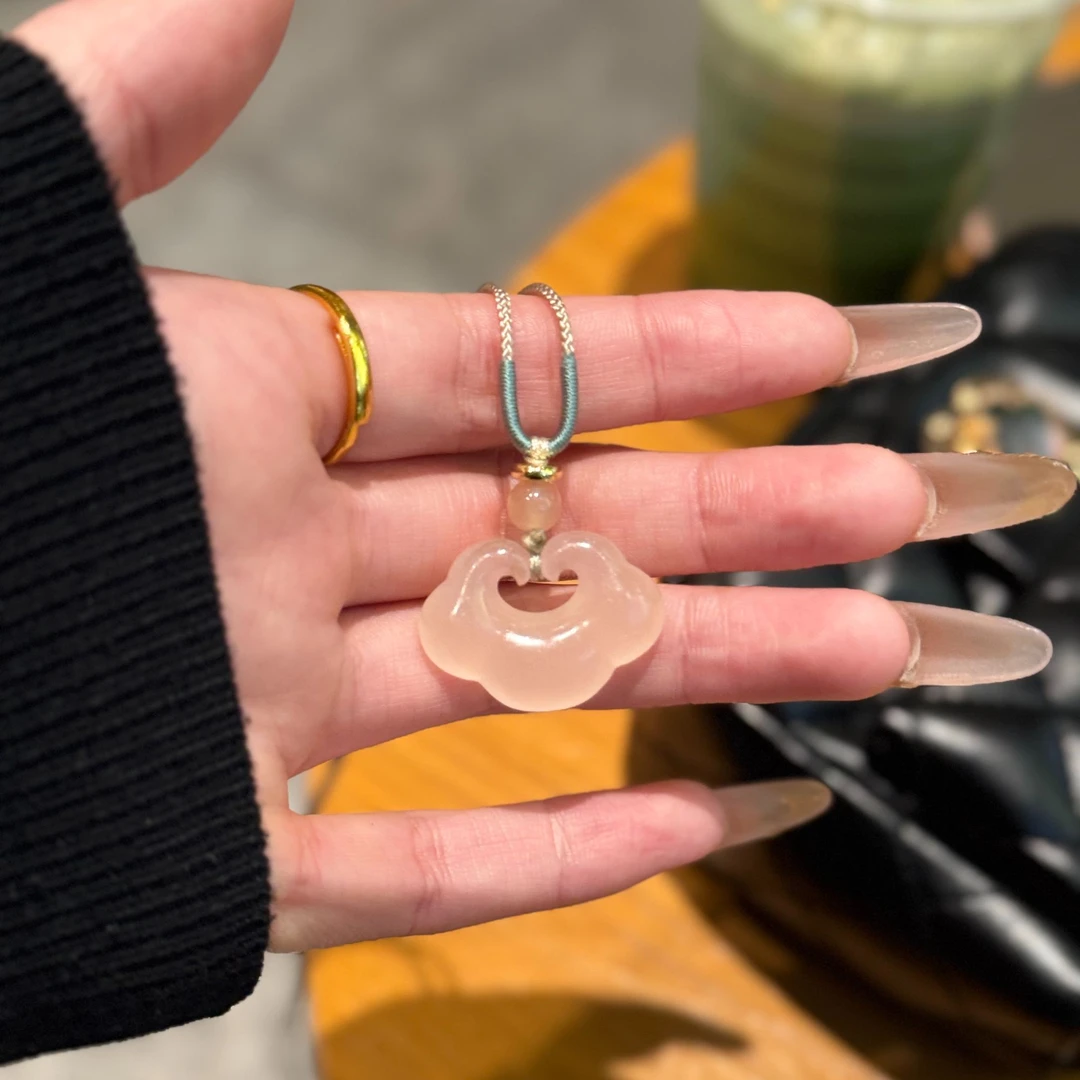 清透粉小祥云精致男女学生款中国风气质时尚情侣款项链00006