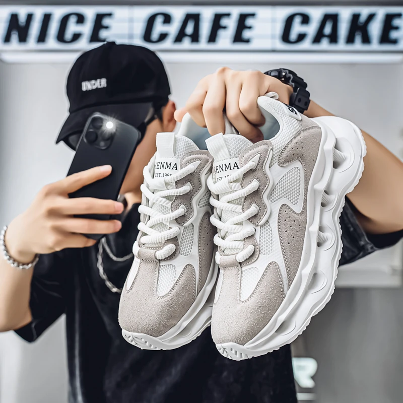 SENMA/森马男士增高厚底网面跑步时尚休闲鞋平跟透气运动鞋夏季