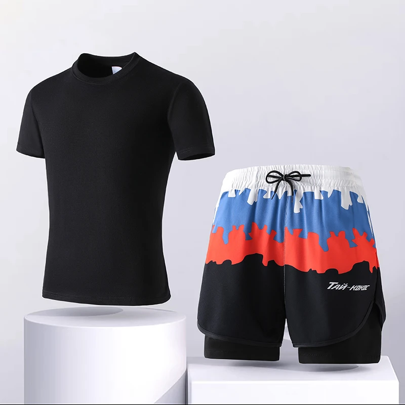 泳裤男女防尴尬短裤跑步篮球新款成人沙滩裤双层速干大码运动套装