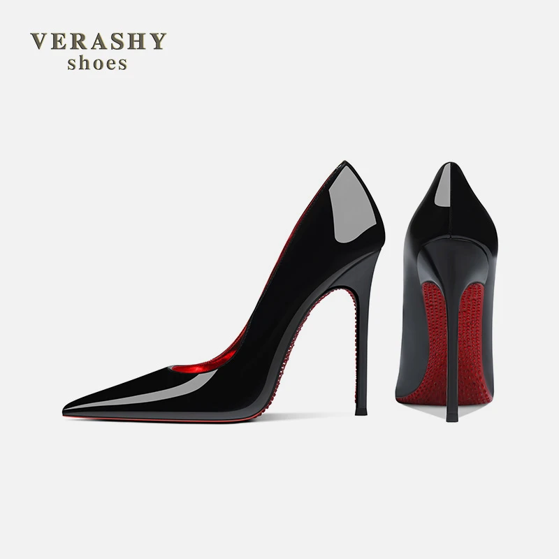 红底高跟鞋女春季新款洋气钻石底细跟性感浅口御姐黑色尖头单鞋