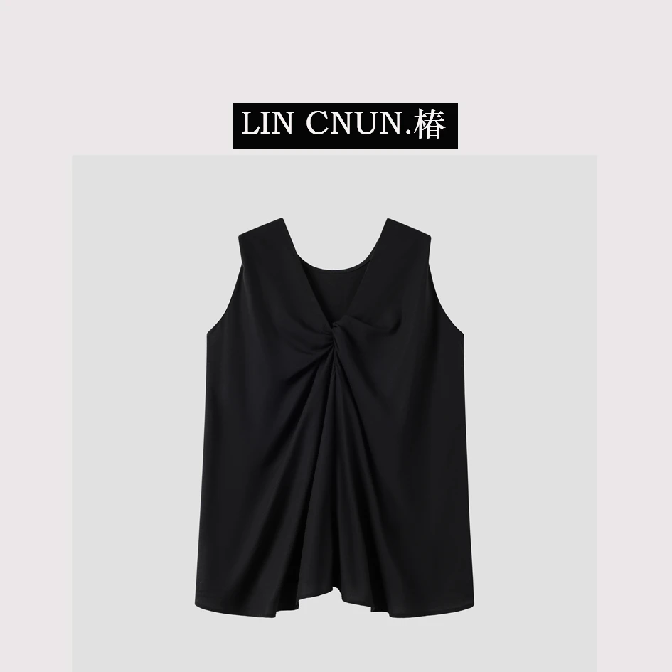 LINCHUN 椿【千金美学】新贵风氛围感时髦扭结露背宽松背心
