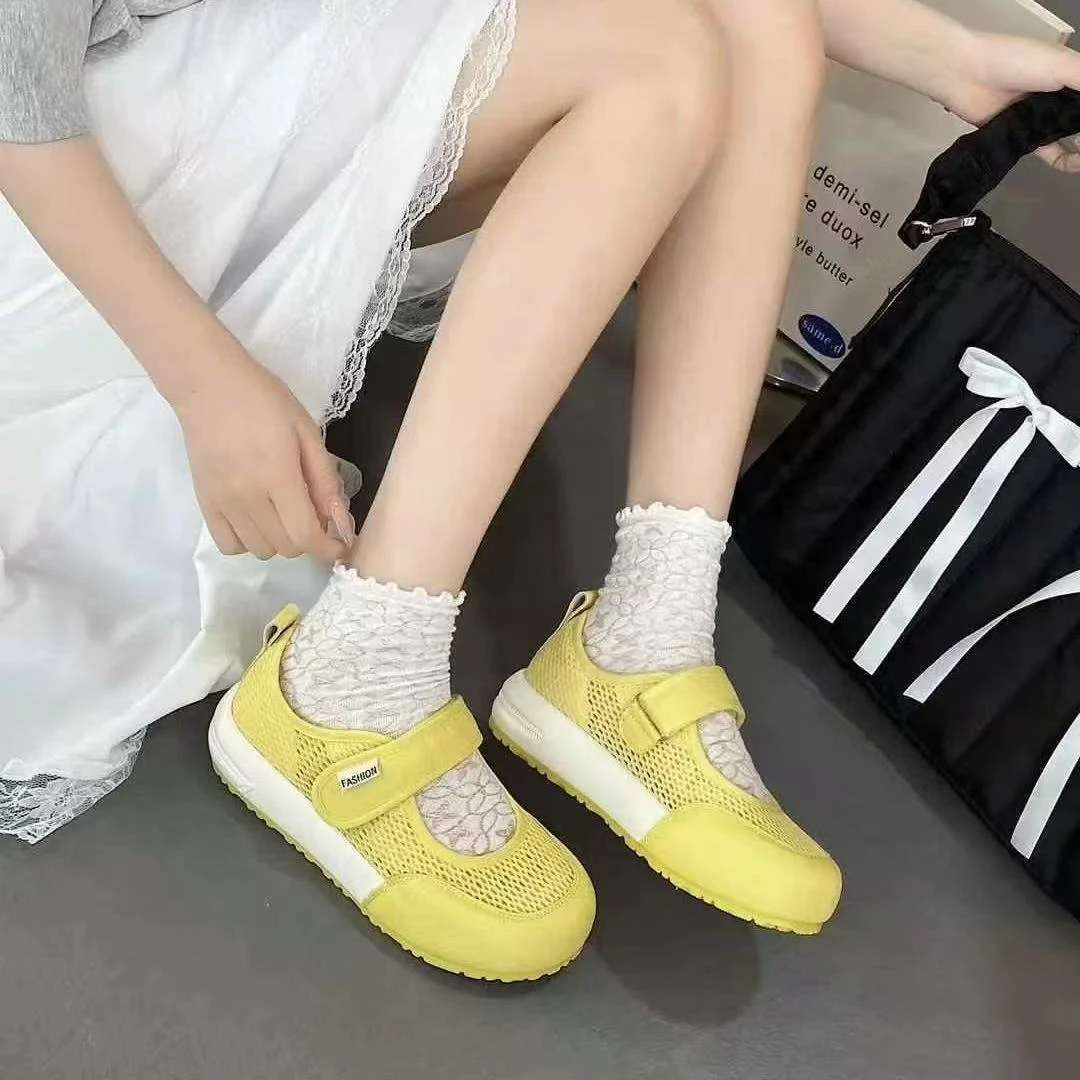 【888】622/25369/159-9  韩版百搭厚底增高魔术贴休闲单网鞋