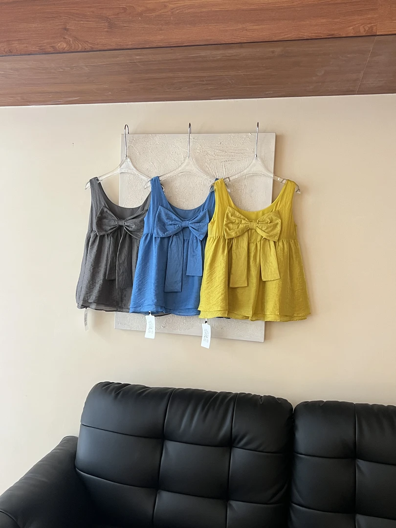 【赵小小&心动恋歌】27913 夏季法式高级感蝴蝶结无袖独特别致上衣