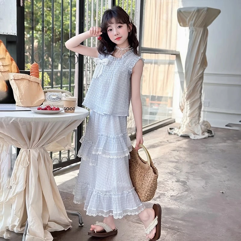 女童夏装连衣裙2025新款儿童洋气夏季大童女孩公主裙子吊带裙套装