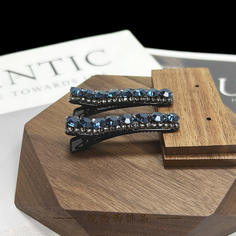 【LXX靓西西】208 鸭嘴夹4.8厘米蓝色简约气质碎发夹一对装