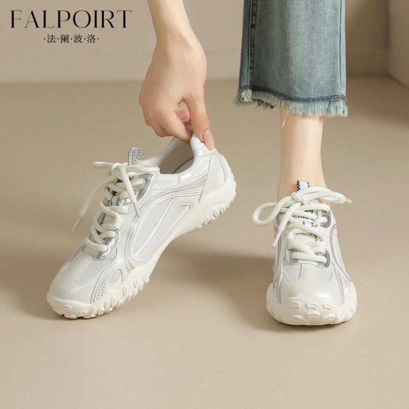 FALPOIRT网面透气运动德训鞋女厚底2025秋季新款复古休闲老爹潮鞋