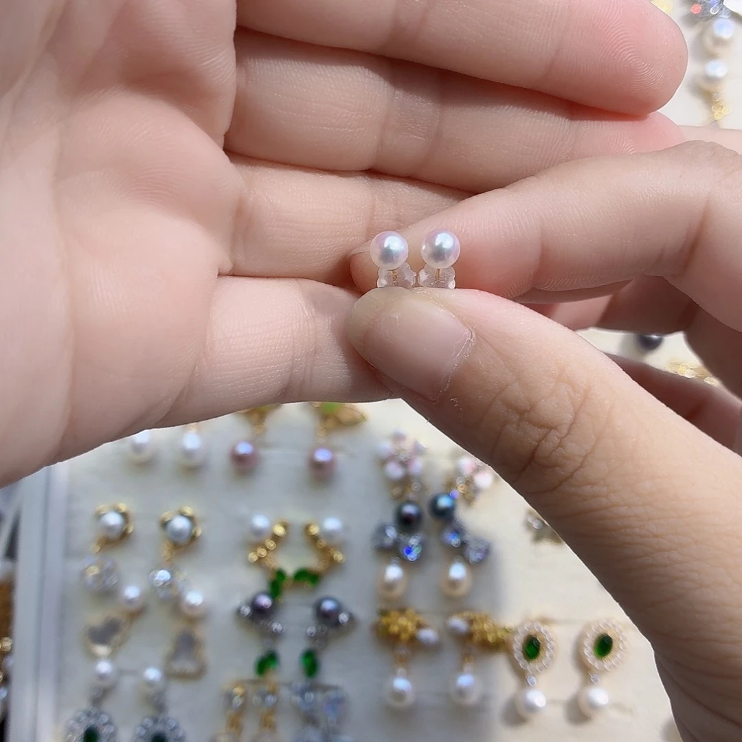 合金淡水珍珠耳饰