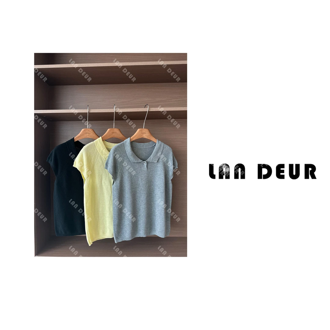 【棉花云朵】莱赛尔亚麻POLO衫领套头衫时尚休闲短袖针织上衣女