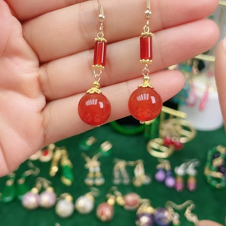 玛瑙/玉髓耳钉合金