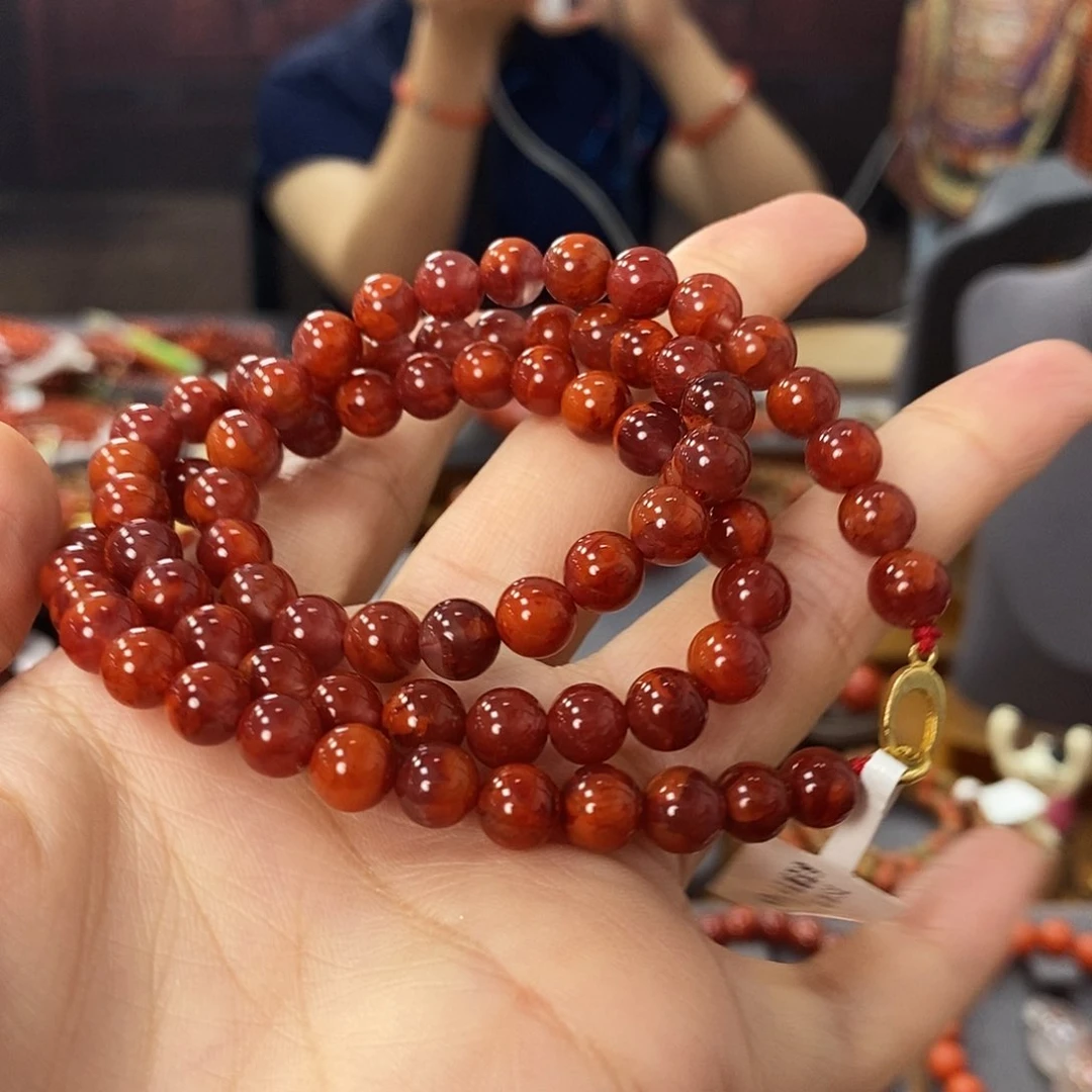 南红玛瑙项链18K金镶嵌C**