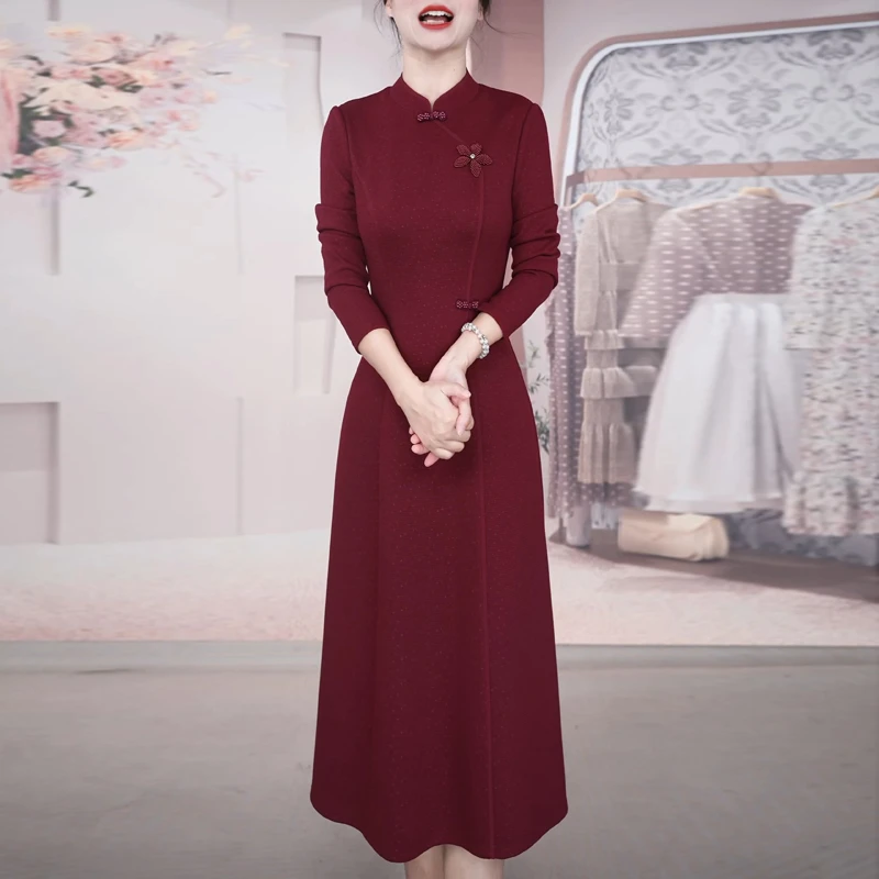 高端时尚气质新中式国风旗袍连衣裙2025春秋新款女士优雅减龄裙子