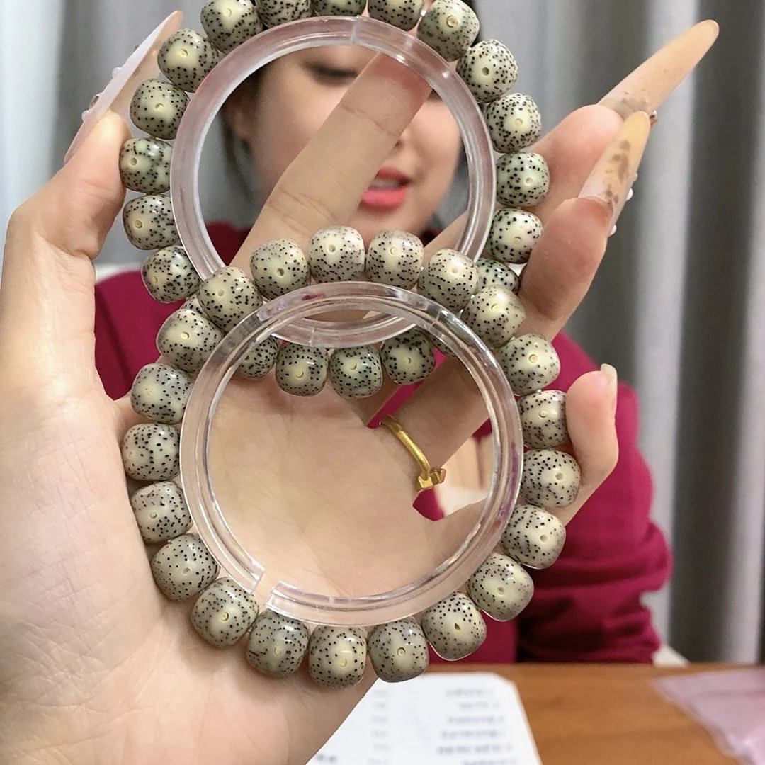 星月菩提手串海南原生态星月菩提石玉桶珠单圈11.10