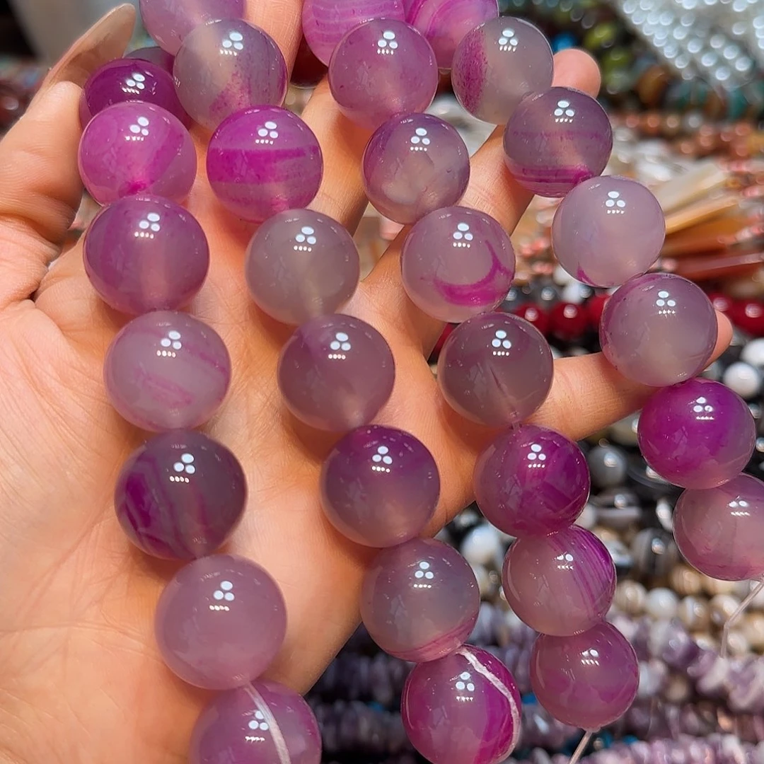 玛瑙/玉髓未镶嵌珠宝半成品紫玛瑙20mm一条