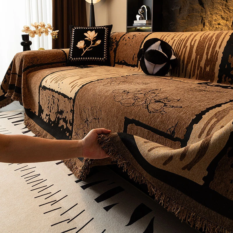 千墨高端沙发巾四季通用沙发套罩防滑沙发垫全包沙发盖巾雪尼尔