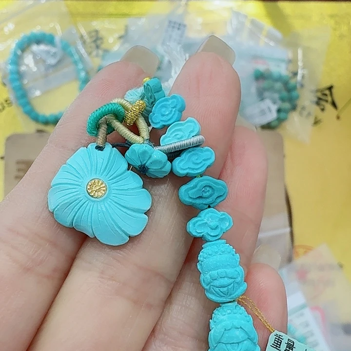 绿松石18K金镶嵌珠宝奇石