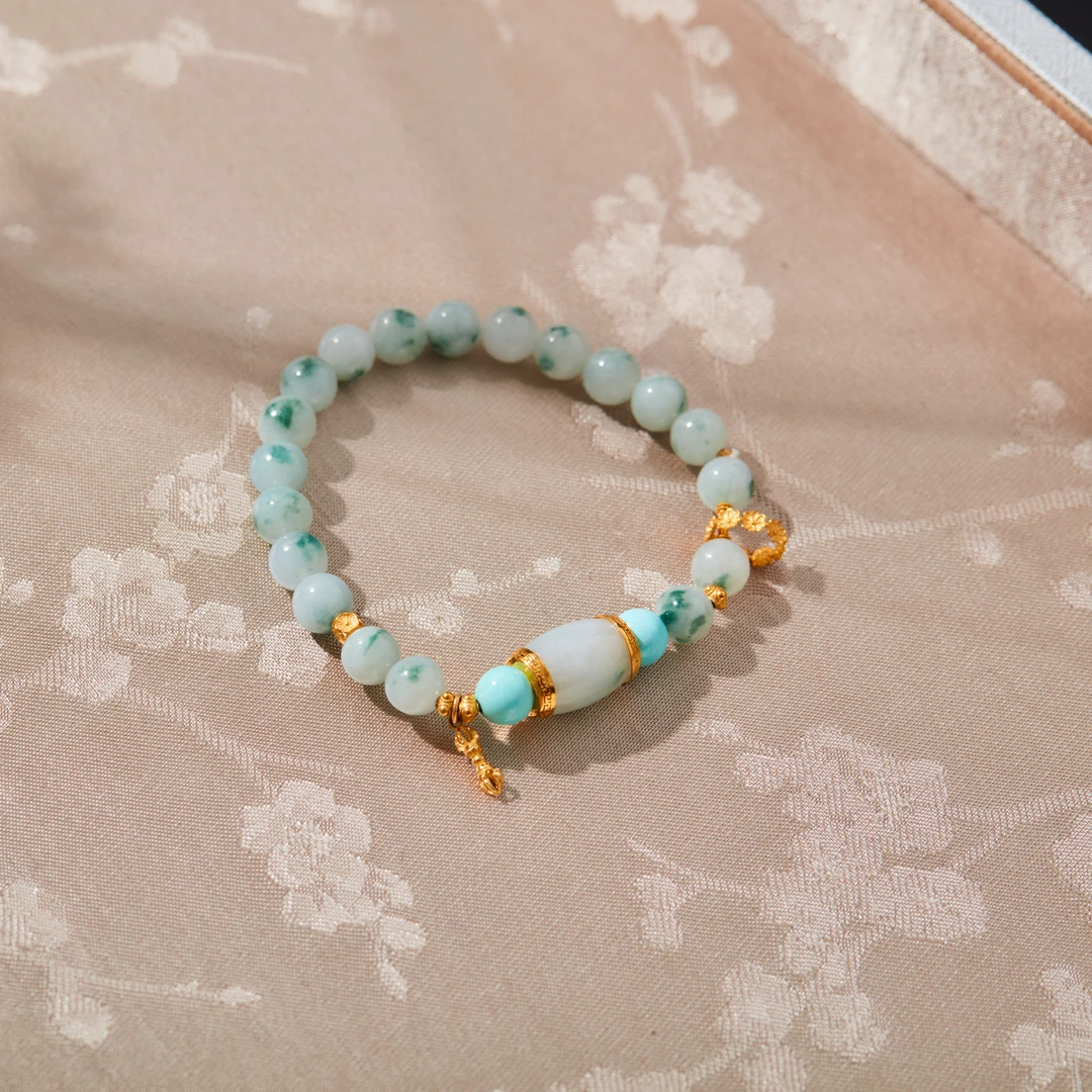 子乔珠玉集 ·闻竹丨18K翡翠飘花手链多样性发一#XYGD048007-C