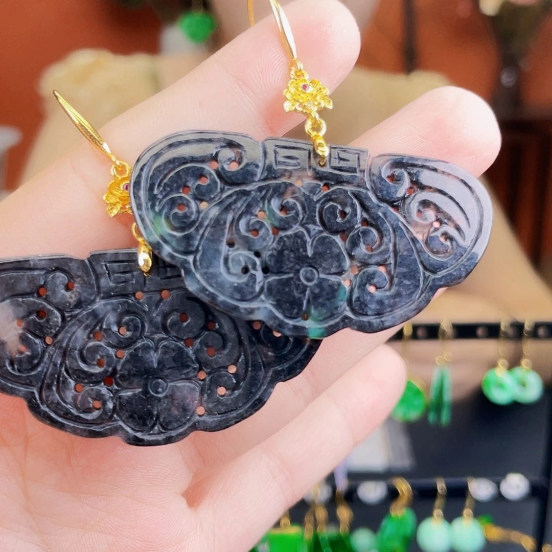 翡翠未镶嵌耳饰饰品