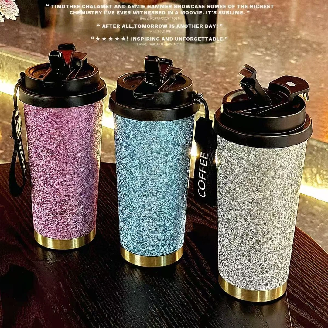 轻奢网红钛杯咖啡杯高颜值车载保温杯配件齐全高档创意时尚双饮杯