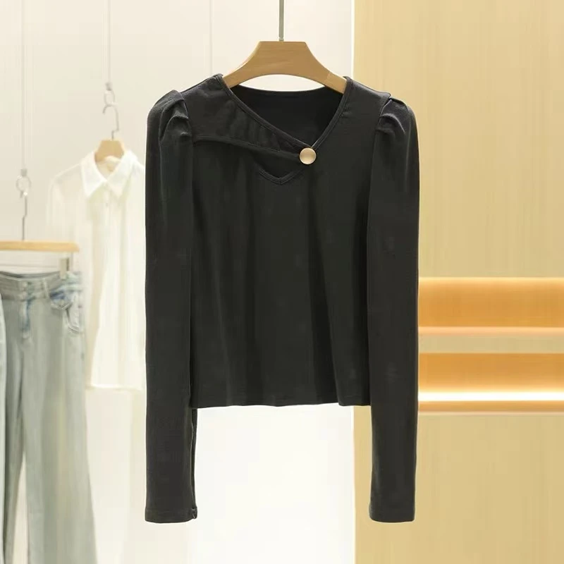 6103#秋款时尚显瘦长袖T恤打底