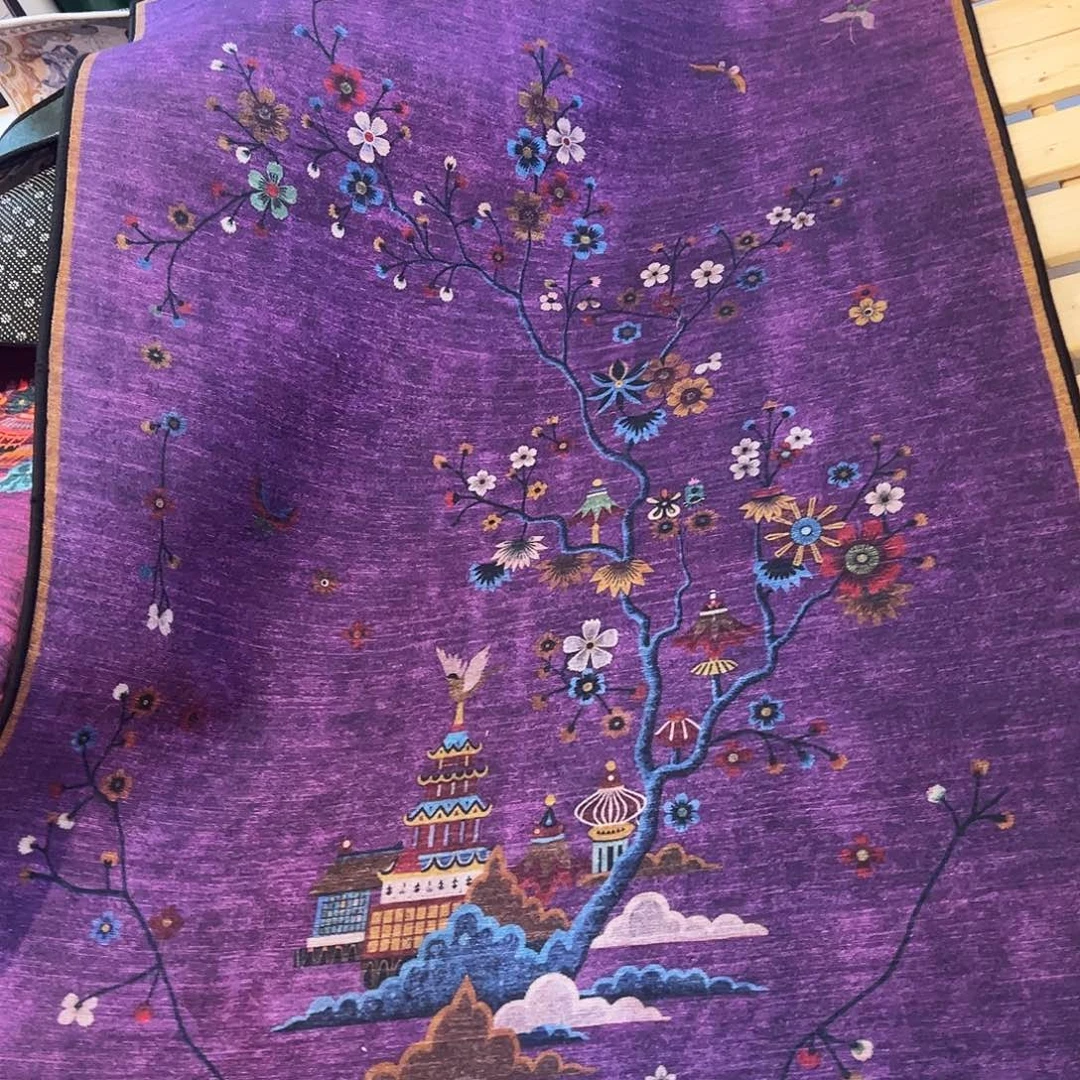 混纺100*160紫色地毯