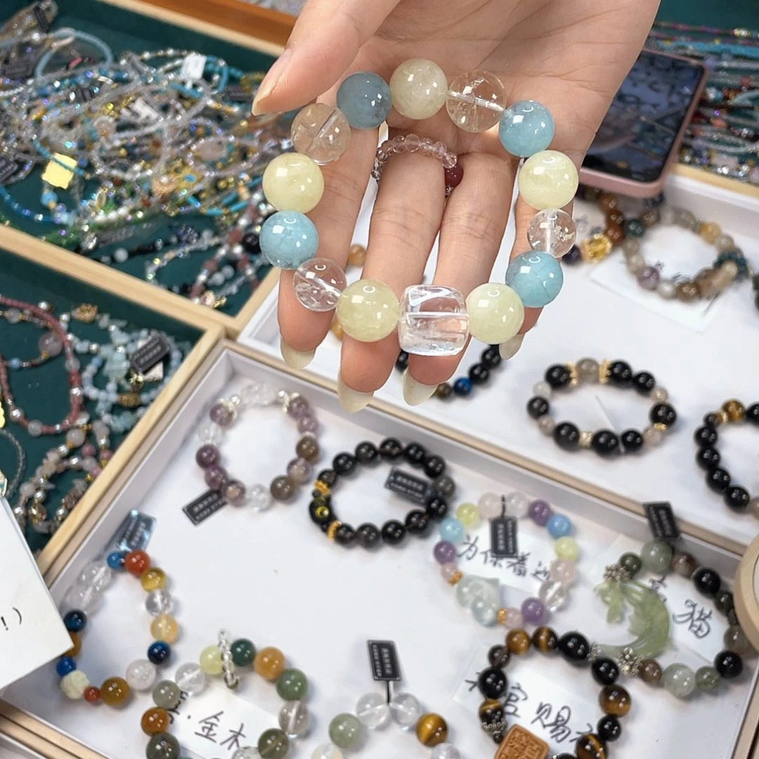 水晶手链银S925镀金镶嵌