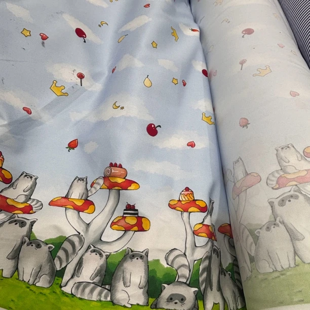 纯棉细纱卡面料 宫崎骏动画风 可爱童趣 3米价