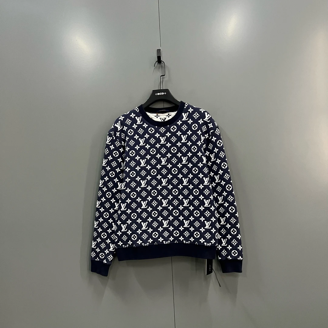 95新 LouisVuitton/路易威登 (ll) 藏蓝色老花满印卫衣 M码208406