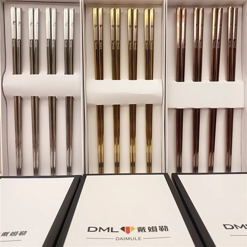 （GoWolf粉丝专属）家用高档镀钛金筷子金属筷