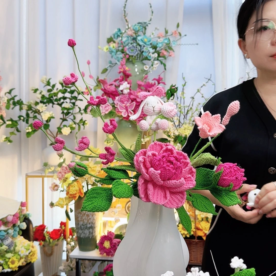 莱赛尔纤维棉手工钩织花束