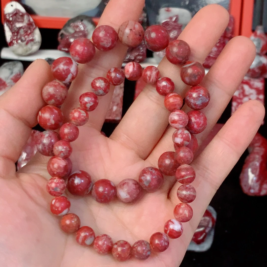 天然辰砂原石手串