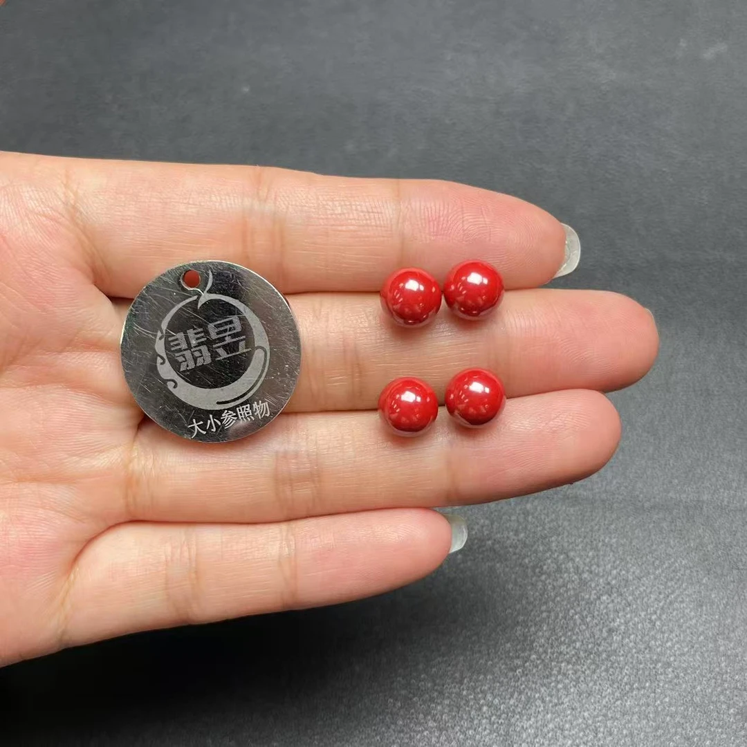 含辰砂工艺品翡昱-N21-38530-63-朱砂耳饰s925银镶-多样性发其一