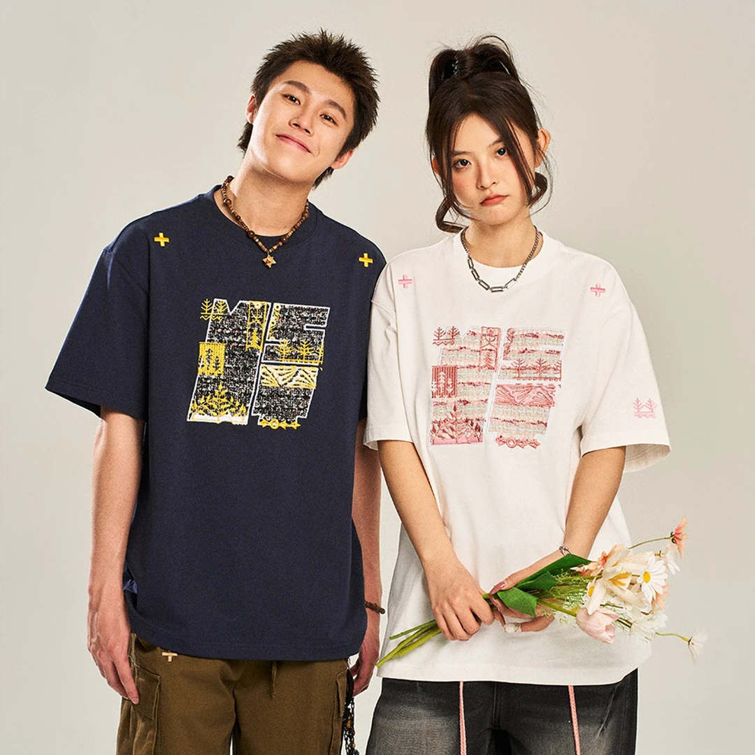 NSTNEW START发芽计划nst贴布刺绣短袖复古潮牌百搭宽松T恤上衣