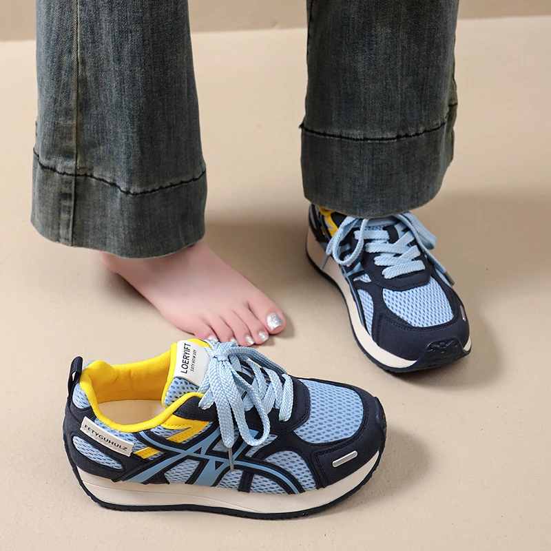 欧货德训鞋女款2025春秋新款软底网面轻便透气阿甘鞋女休闲运动鞋