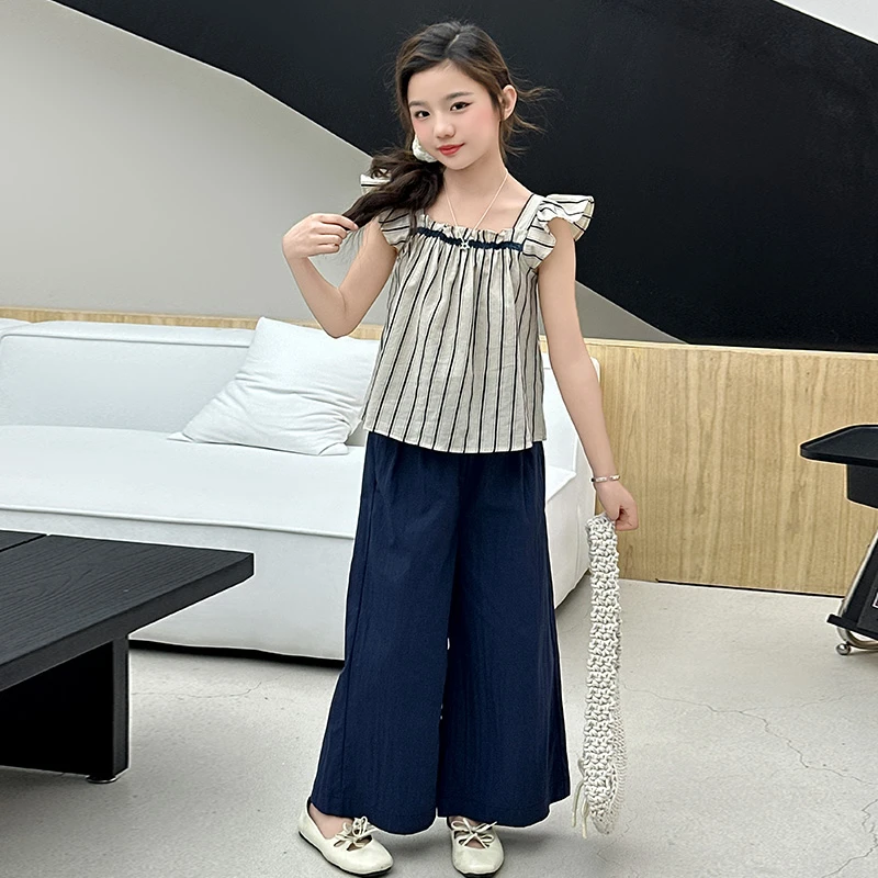 女童夏装套装洋气时尚娃娃衫阔腿裤两件套儿童夏季薄款宽松大童装